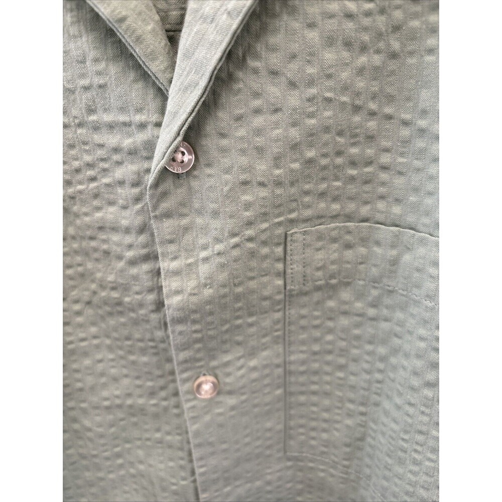 Gap Button Down Shirt Men S Granite Green Short Sleeve Pocket New Cotton Texture - Picture 3 of 14